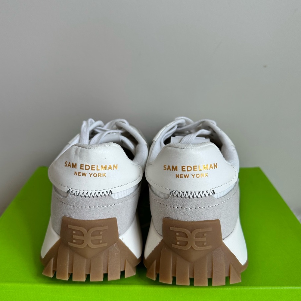 NIB Sam Edelman Layla Suede and Nylon Fashion Sneakers White Multi size 7.5 - Picture 5 of 16